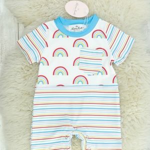 Rainbow Striped Shorts Romper